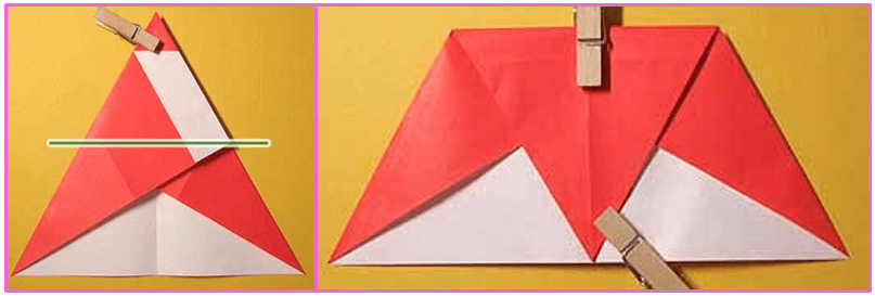 クリスマスオーナメント手作り折り紙　星形サンタクロースの折り方4